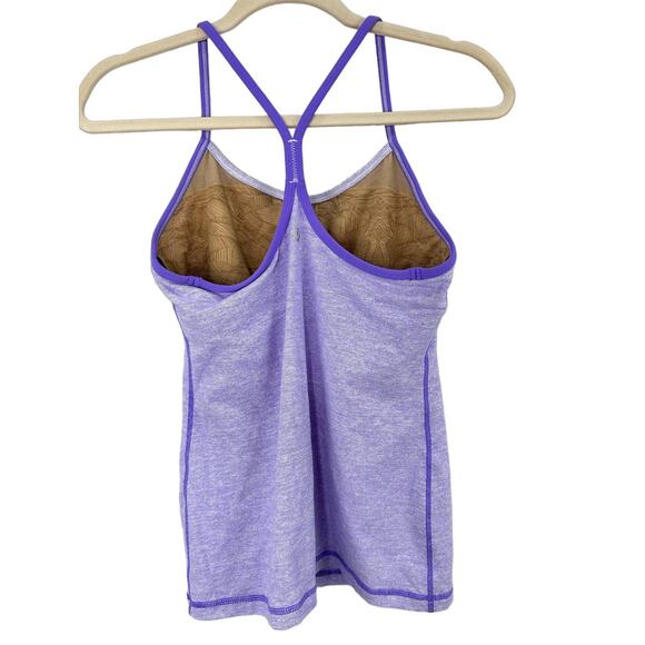Lululemon Power Y Tank Lilac Purple Heathered Coal Wee Stripe Size 8 - Picture 3 of 5